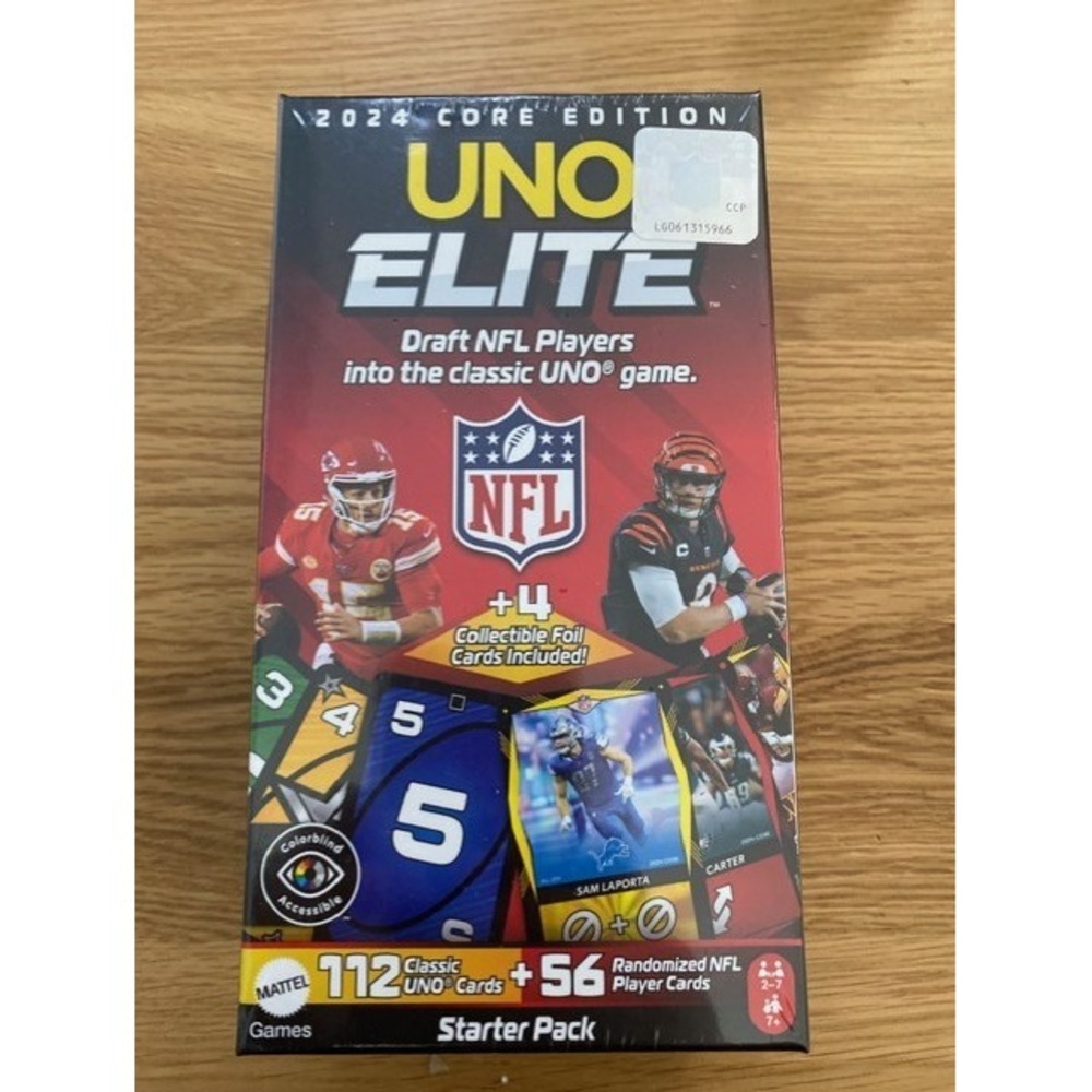 Mattel UNO Elite NFL 2024 Core Edition Starter Pack New Sealed Foil Cards Game